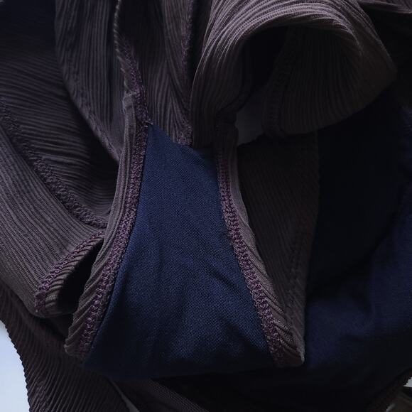 Anne Cole One Piece Swimsuit Size 14 Brown, Mesh Detail Chest Bathing Suit Women - Picture 4 of 6